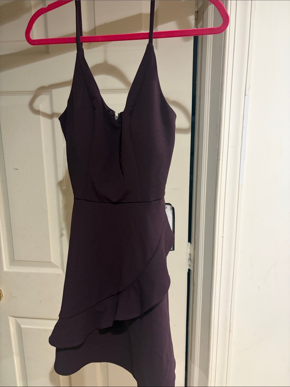 NWT Macy's Plum Ruffle Hem Mini Dress